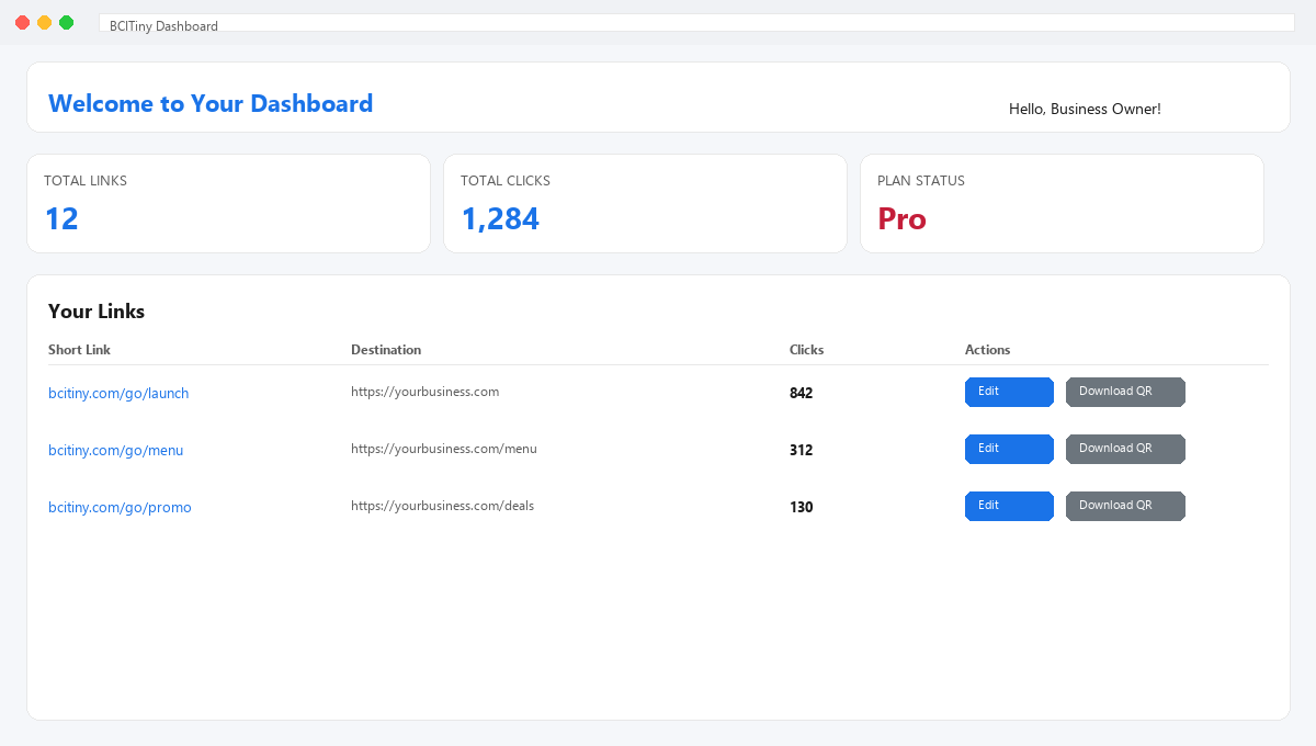 BCITiny dashboard preview